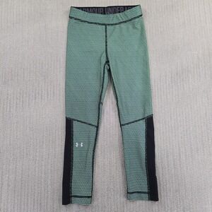 Under Armour Leggings Womens Small Green Geometric Capri Active Stretch Gym